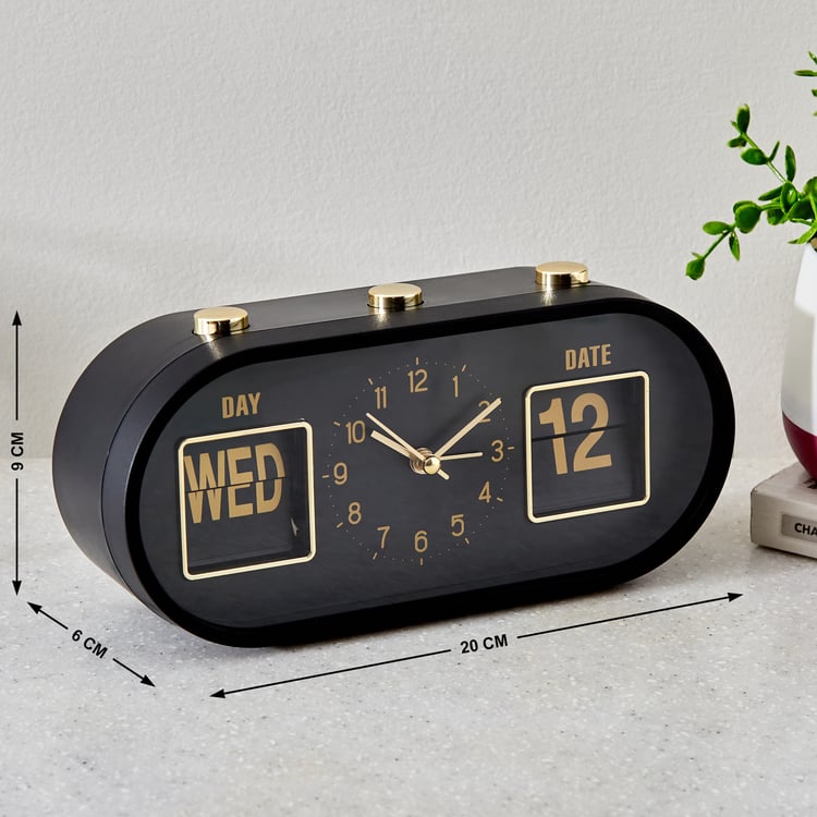Casablanca Gloss Table Alarm Clock with Day and Date - 20x6x9cm