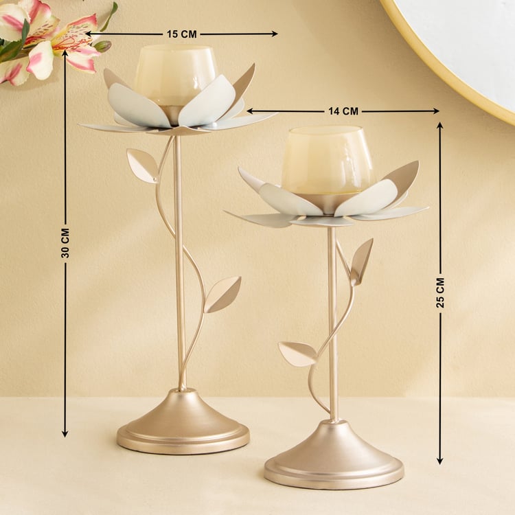 Tamaira Kamal Set of 2 Metal Pedestal T-Light Holders