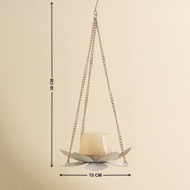 Tamaira Kamal Set of 2 Metal Lotus Hanging T-Light Holders