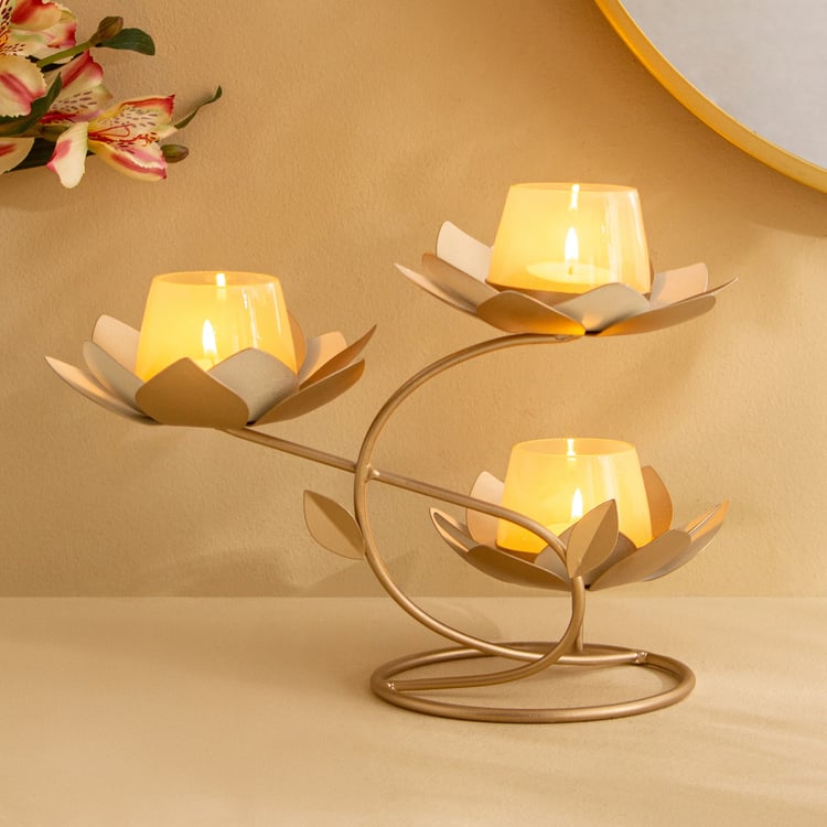 Tamaira Kamal Metal Lotus Multi Votive Candle Holder