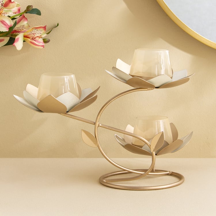 Tamaira Kamal Metal Lotus Multi Votive Candle Holder