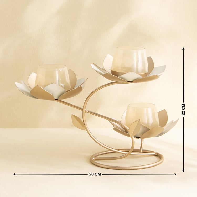 Tamaira Kamal Metal Lotus Multi Votive Candle Holder