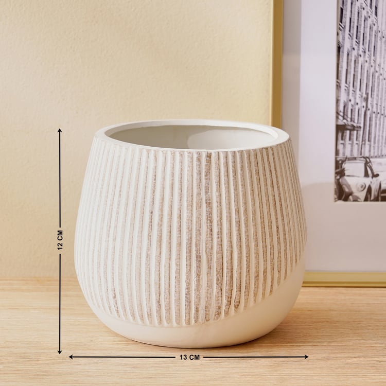 Gloria Earthy Terracotta Ribbed Floor Planter