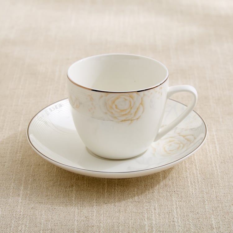 Altius Amaryllis Bone China Floral Print Cup and Saucer - 200ml