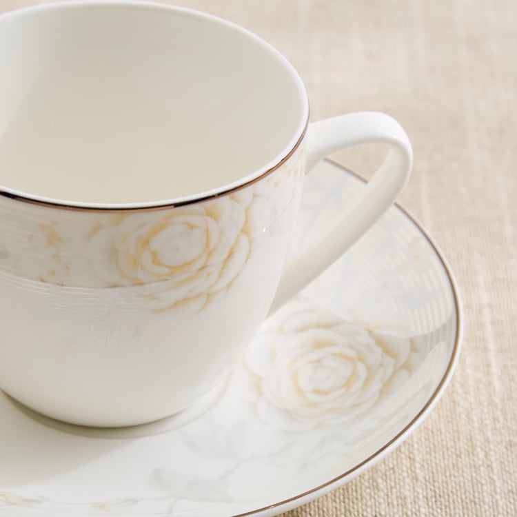 Altius Amaryllis Bone China Floral Print Cup and Saucer - 200ml