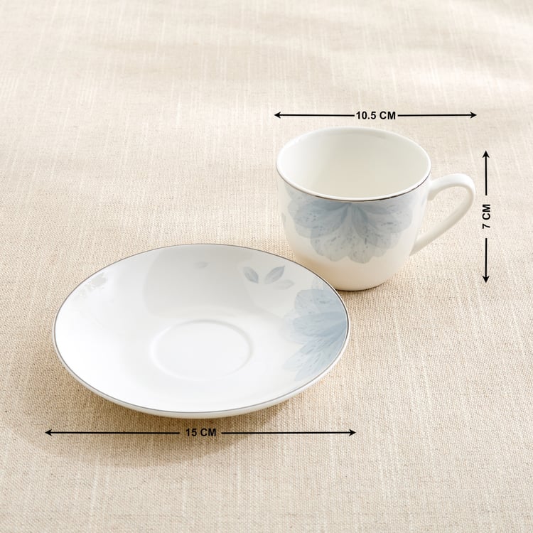 Altius Mirage Bone China Floral Print Cup and Saucer - 200ml