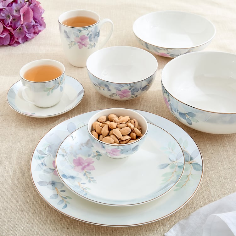 Altius Periwinkle Bone China Floral Print Cup and Saucer - 200ml