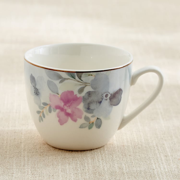 Altius Periwinkle Bone China Floral Print Cup and Saucer - 200ml