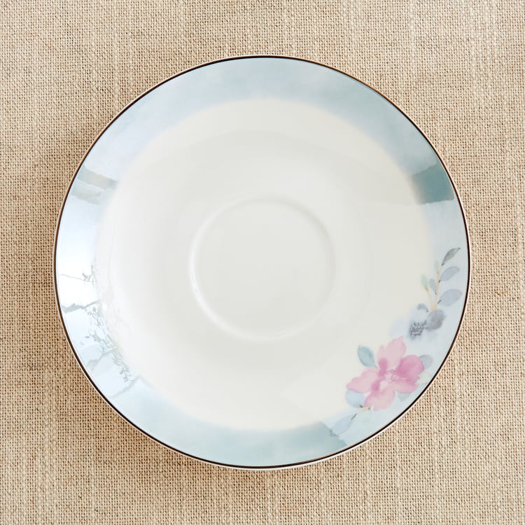 Altius Periwinkle Bone China Floral Print Cup and Saucer - 200ml