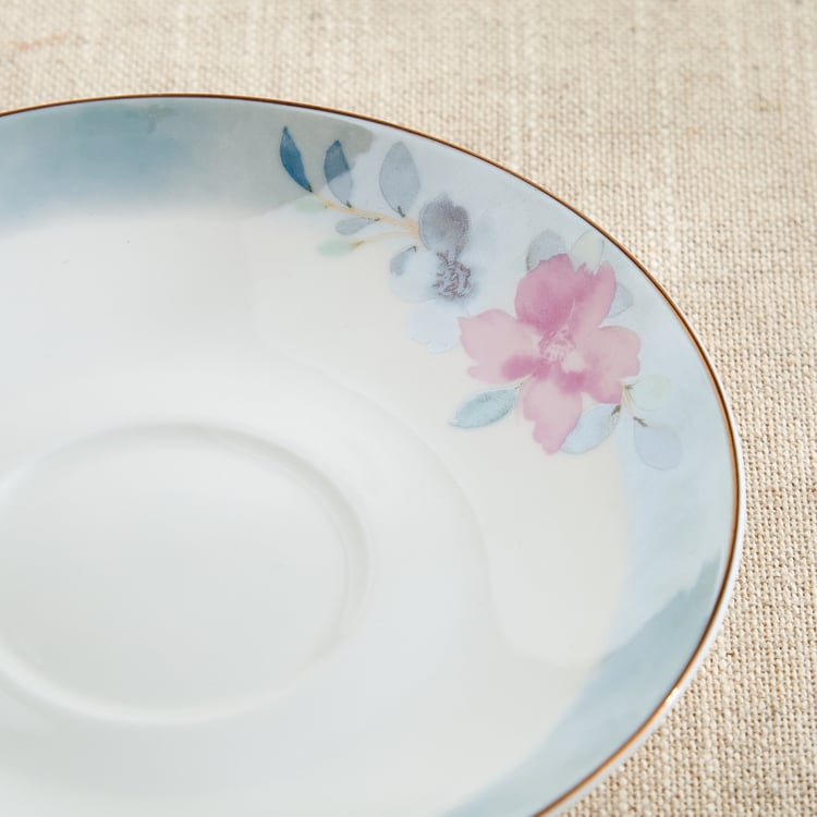 Altius Periwinkle Bone China Floral Print Cup and Saucer - 200ml