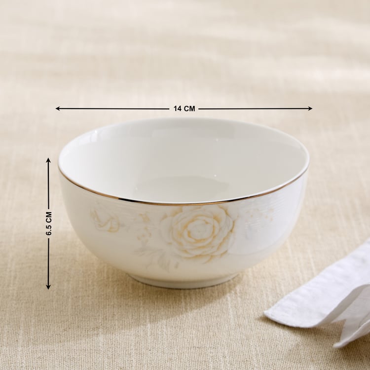 Altius Amaryllis Bone China Floral Print Cereal Bowl - 550ml