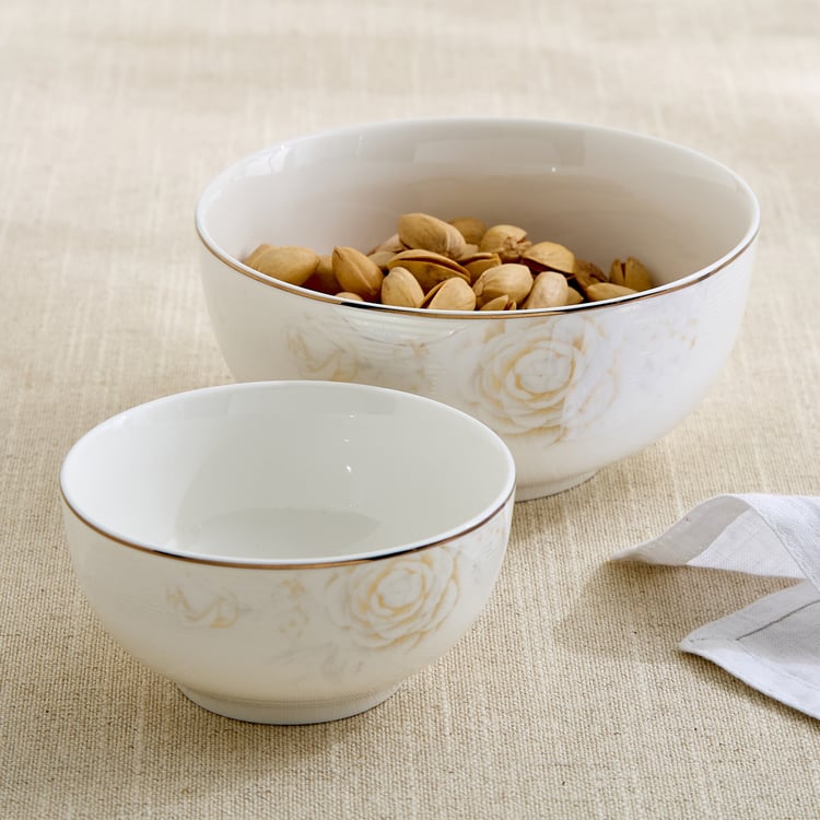 Altius Amaryllis Bone China Floral Print Katori - 185ml