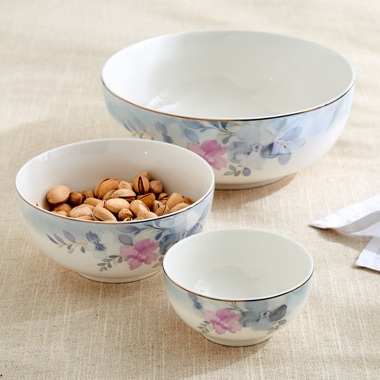 Altius Periwinkle Bone China Floral Print Cereal Bowl - 550ml