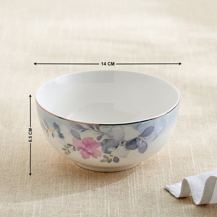 Altius Periwinkle Bone China Floral Print Cereal Bowl - 550ml
