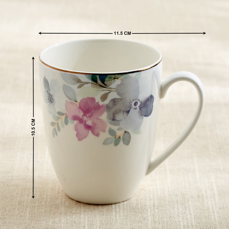 Altius Periwinkle Bone China Floral Print Coffee Mug - 350ml