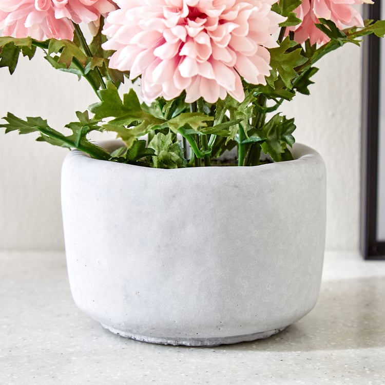 Gloria Bud Artificial Chrysanthemum Flowers in Cement Pot