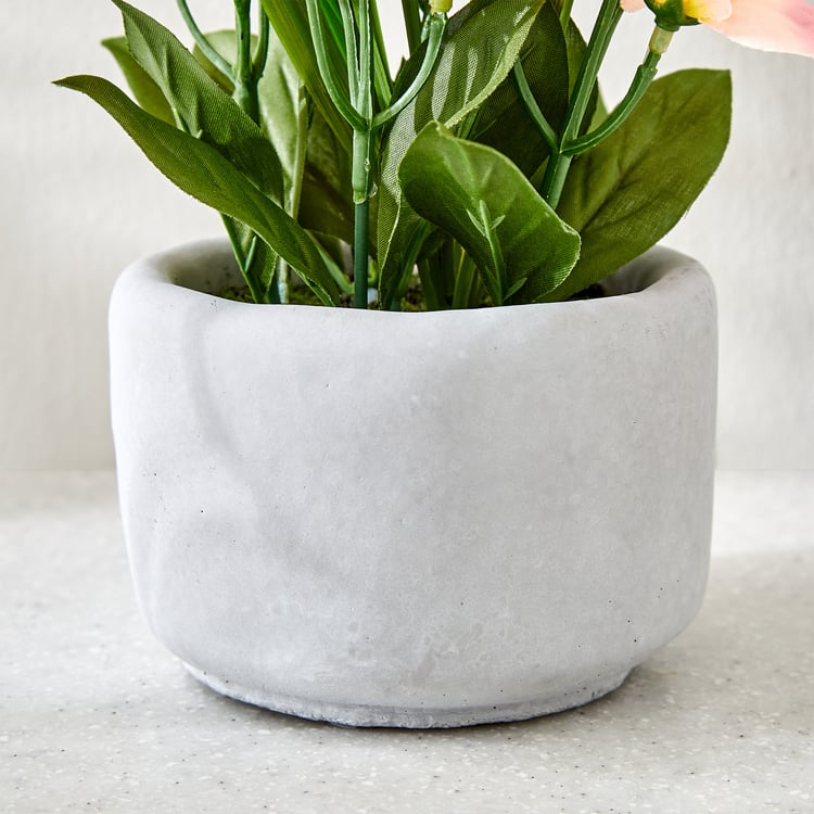 Gloria Bud Artificial Platycodon Flowers in Cement Pot