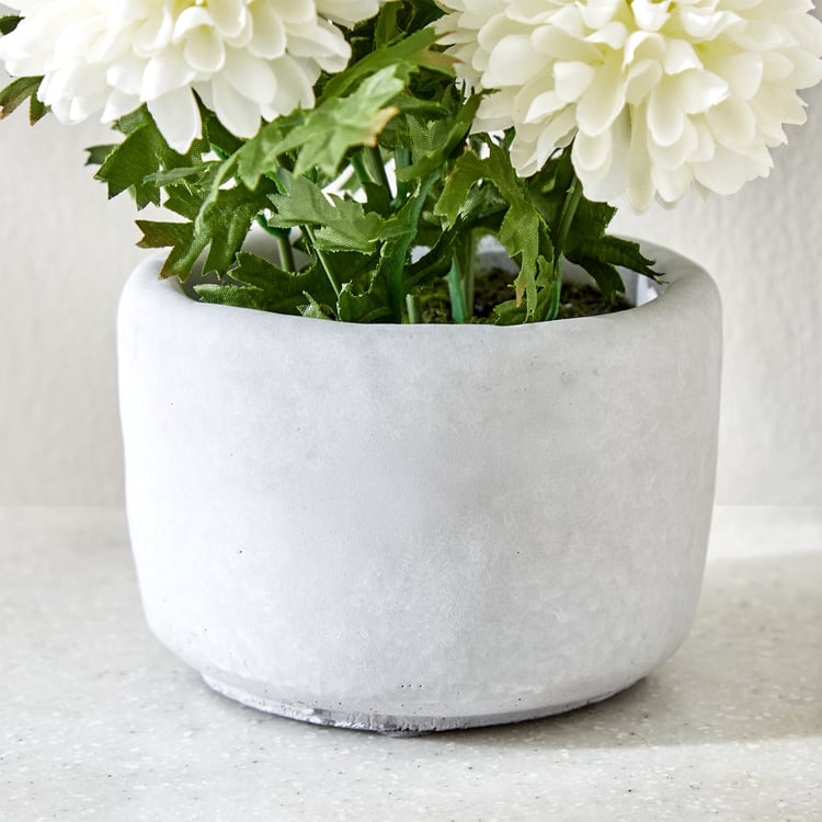 Gloria Bud Artificial Chrysanthemum Flowers in Cement Pot