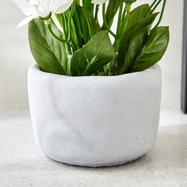 Gloria Bud Artificial Platycodon Flowers in Cement Pot