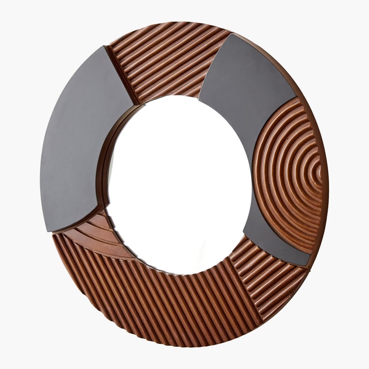 Panorama Aztec Wooden Round Wall Accent with Mirror