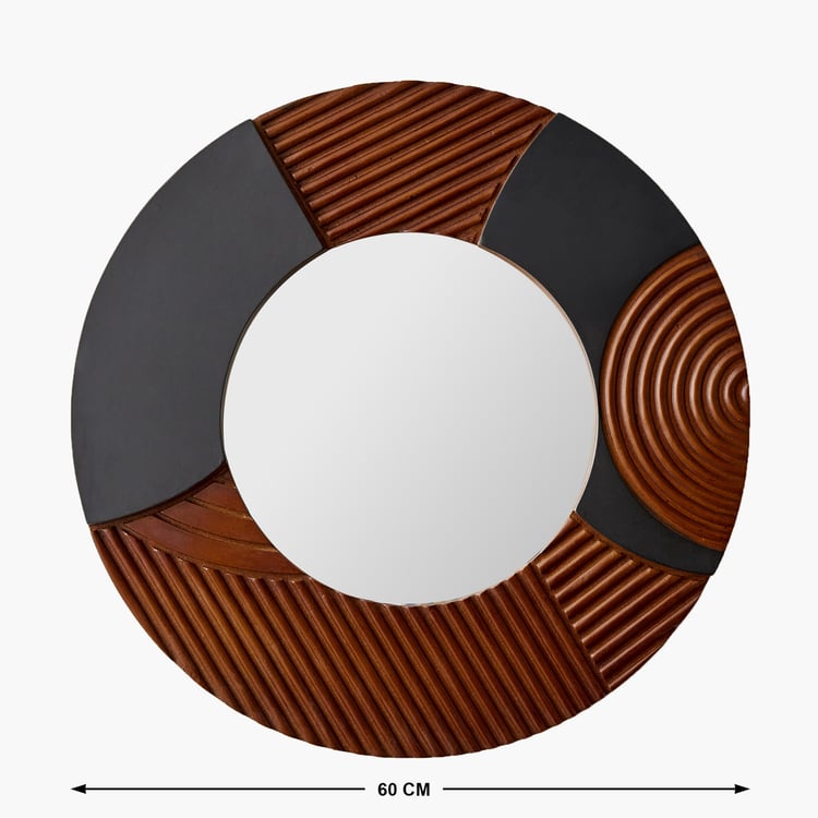 Panorama Aztec Wooden Round Wall Accent with Mirror