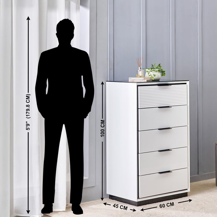Sterling Chest of 5 Drawers - White
