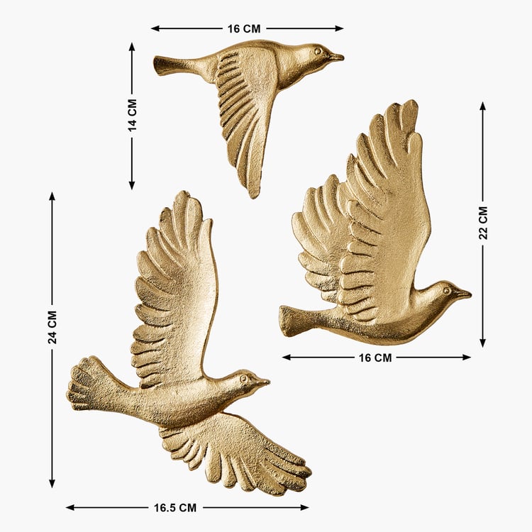 Panorama Flare Set of 3 Metal Flying Birds Decorative Wall Accent