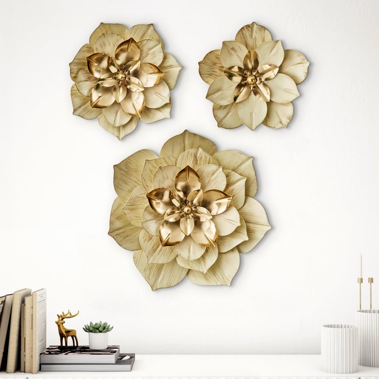 Panorama Glitz Set of 3 Metal Decorative Floral Wall Arts