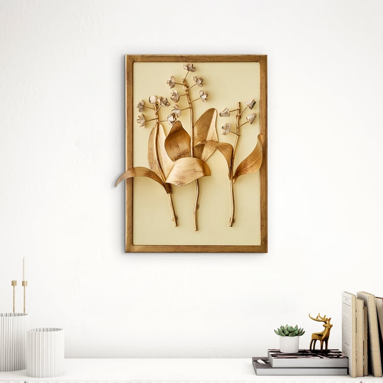 Panorama Glitz Metal Flower with Leaf Wall Accent