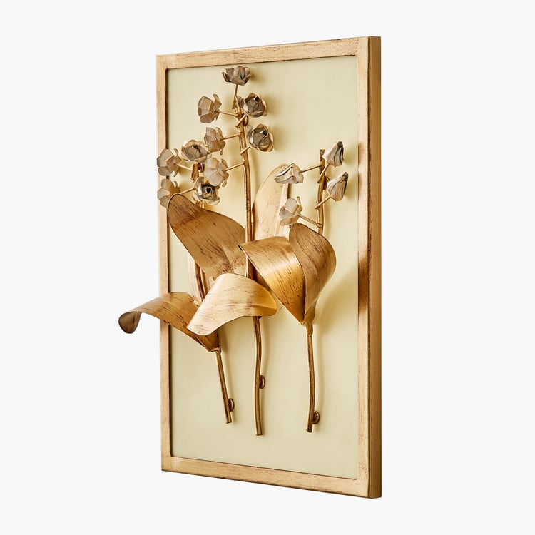 Panorama Glitz Metal Flower with Leaf Wall Accent