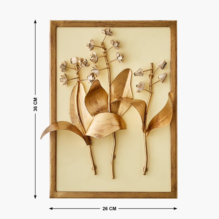 Panorama Glitz Metal Flower with Leaf Wall Accent