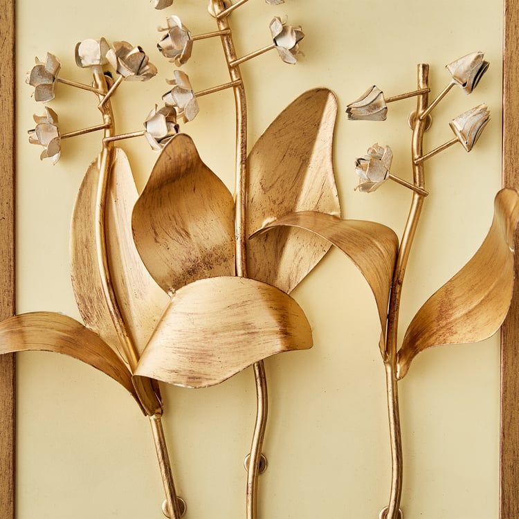 Panorama Glitz Metal Flower with Leaf Wall Accent