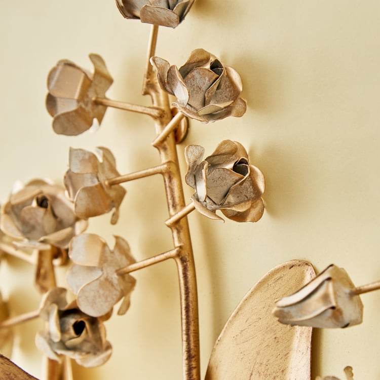 Panorama Glitz Metal Flower with Leaf Wall Accent