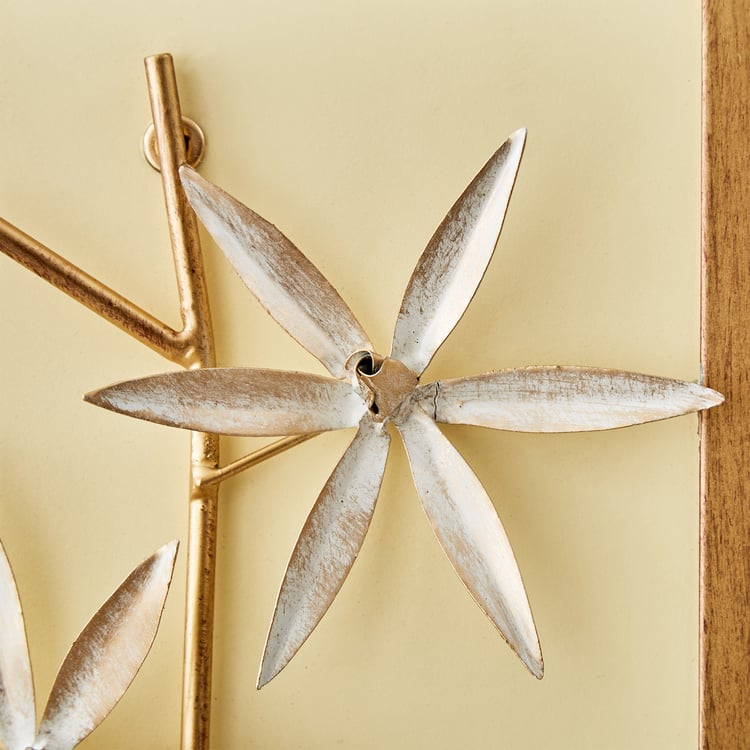 Panorama Glitz Metal Flower with Leaf Wall Accent