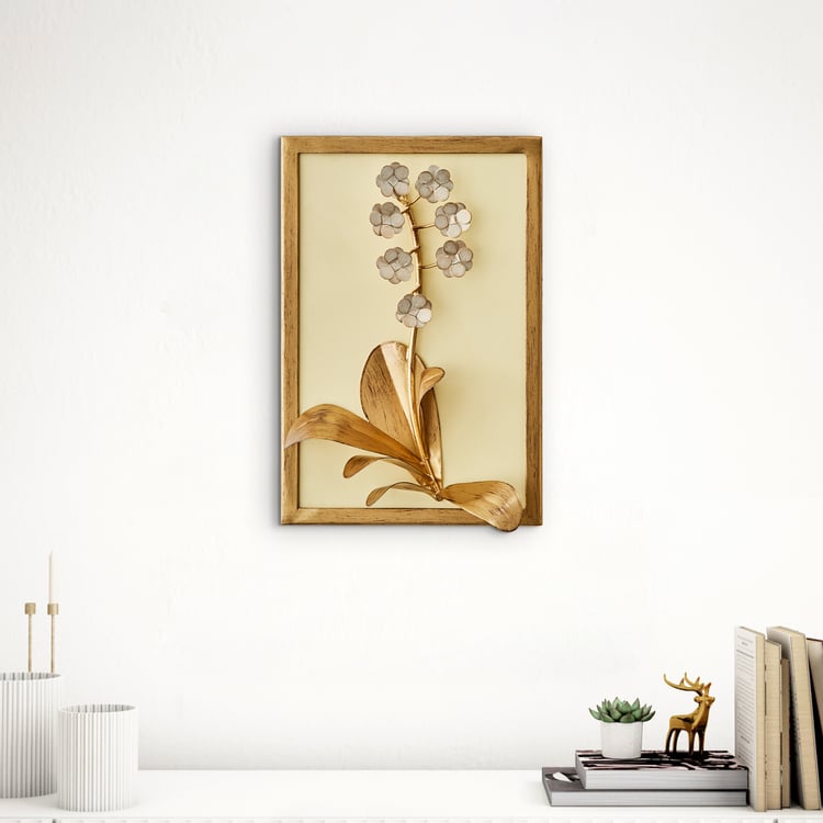 Panorama Glitz Metal Flower with Leaf Wall Accent