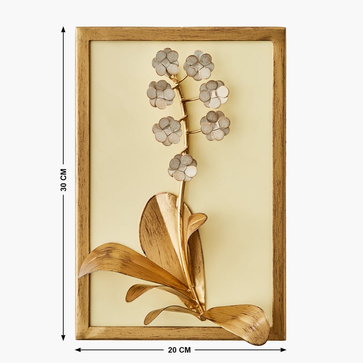Panorama Glitz Metal Flower with Leaf Wall Accent