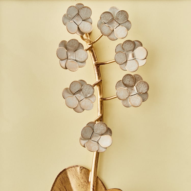 Panorama Glitz Metal Flower with Leaf Wall Accent