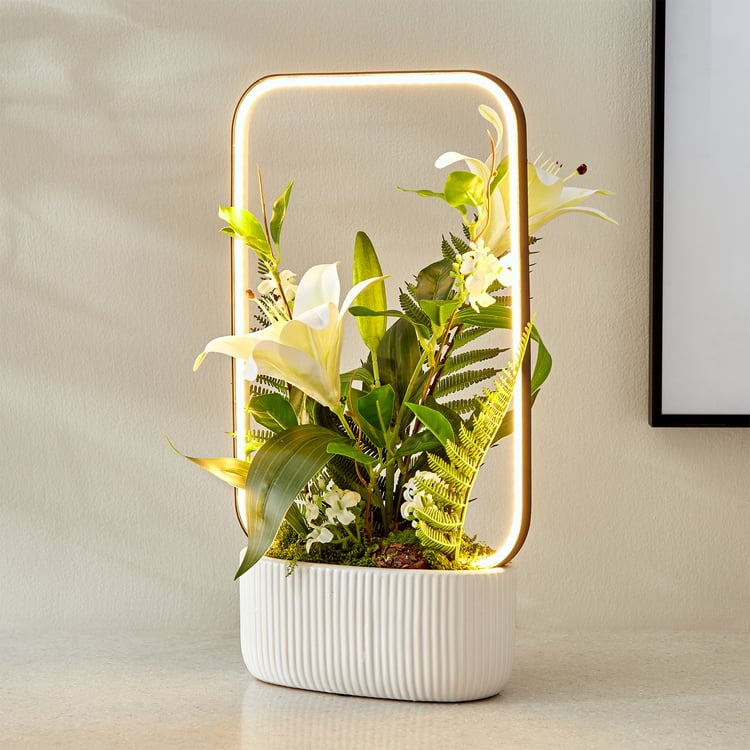 Gloria Spark Artificial Lily in Potted Plant with LED