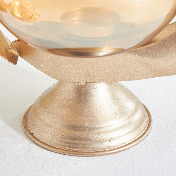 Tamaira Purl Metal Peacock Votive Candle Holder