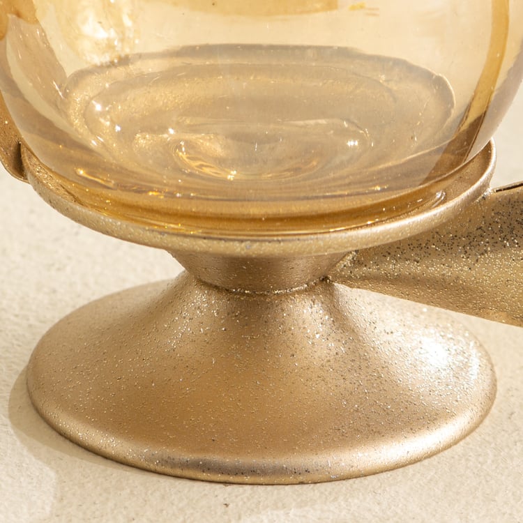 Tamaira Purl Set of 2 Metal Peacock T-Light Holders