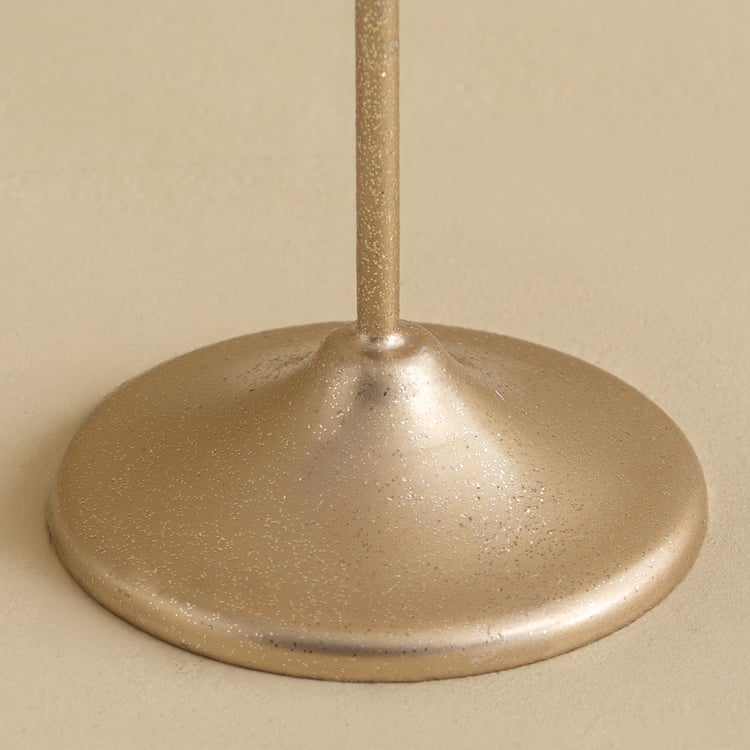 Tamaira Purl Set of 2 Metal Peacock Pedestal T-Light Holders
