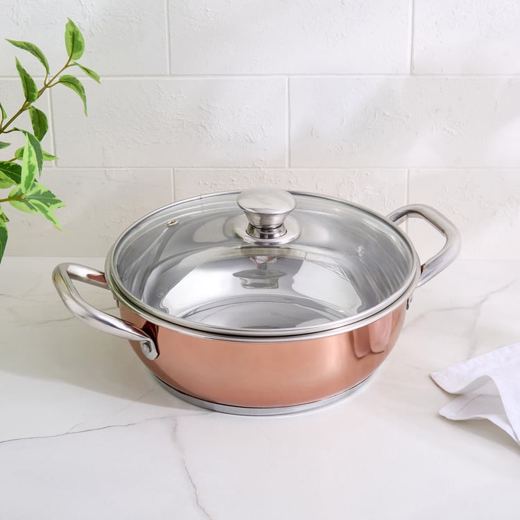 Lisbon Peony Stainless Steel Kadhai with Lid - 2.7L