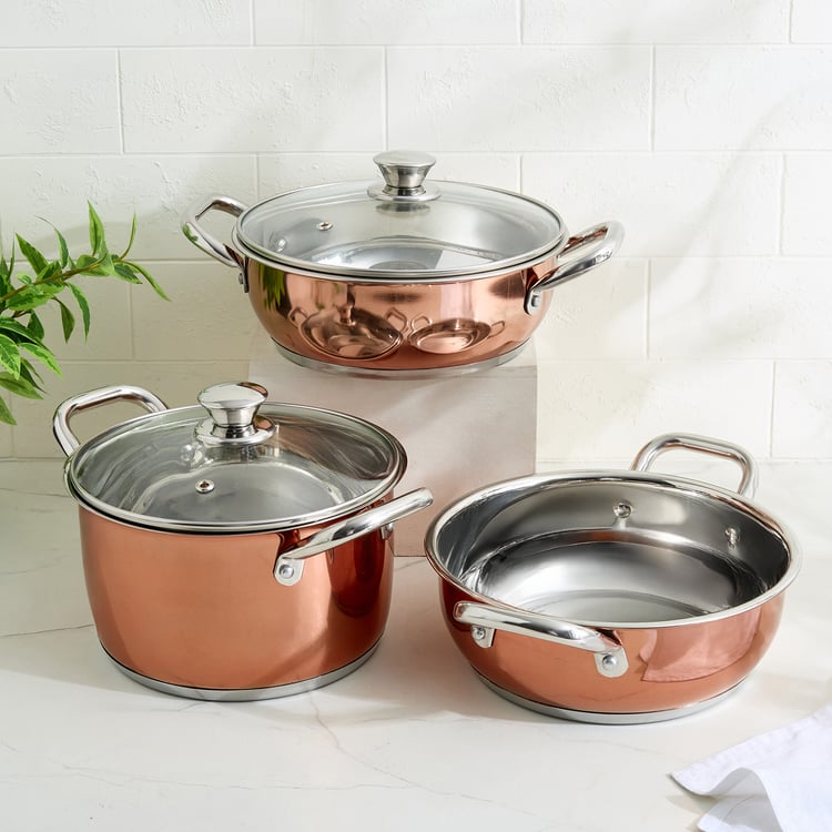 Lisbon Peony Stainless Steel Kadhai with Lid - 2.7L