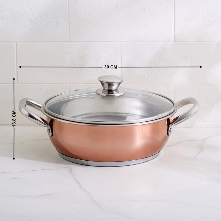 Lisbon Peony Stainless Steel Kadhai with Lid - 2.7L