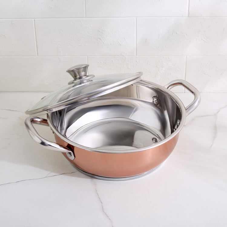 Lisbon Peony Stainless Steel Kadhai with Lid - 2.7L