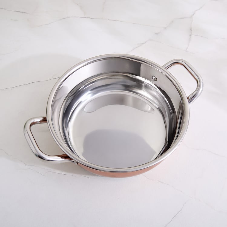 Lisbon Peony Stainless Steel Kadhai with Lid - 2.7L