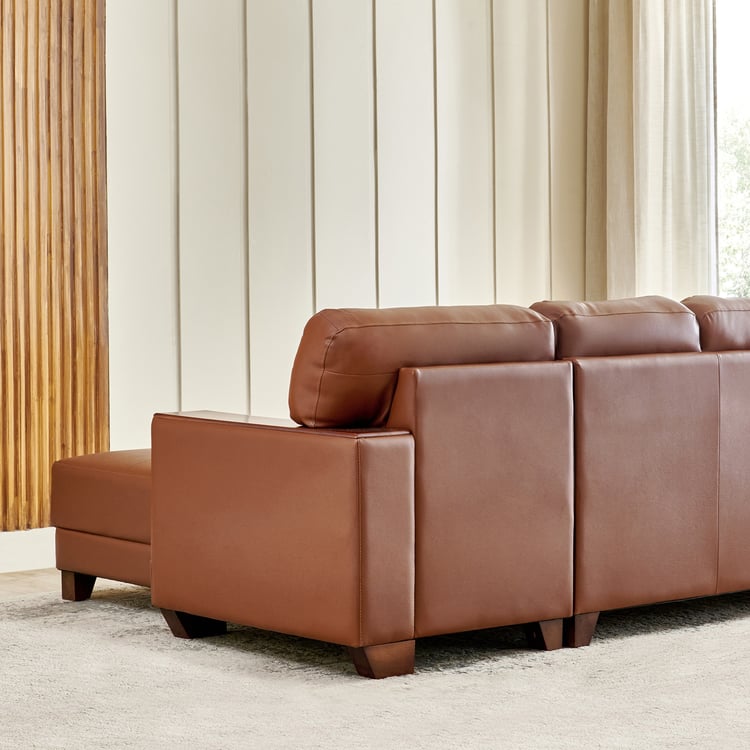 Walter Half Leather 3-Seater Corner Sofa with Right Chaise - Tan