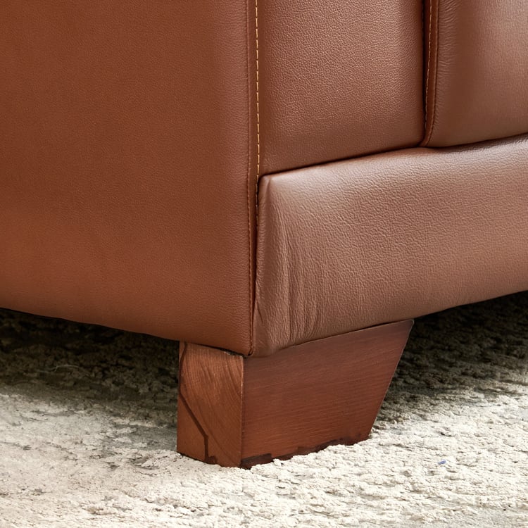 Walter Half Leather 3-Seater Corner Sofa with Right Chaise - Tan
