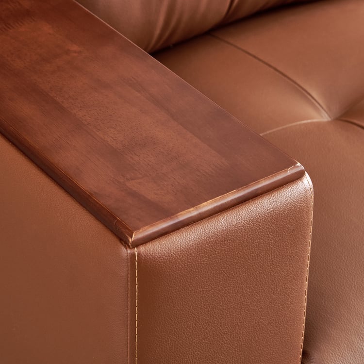 Walter Half Leather 3-Seater Corner Sofa with Right Chaise - Tan