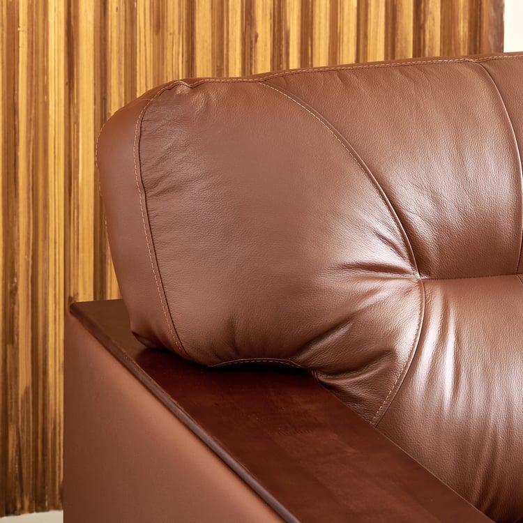 Walter Half Leather 3-Seater Corner Sofa with Right Chaise - Tan